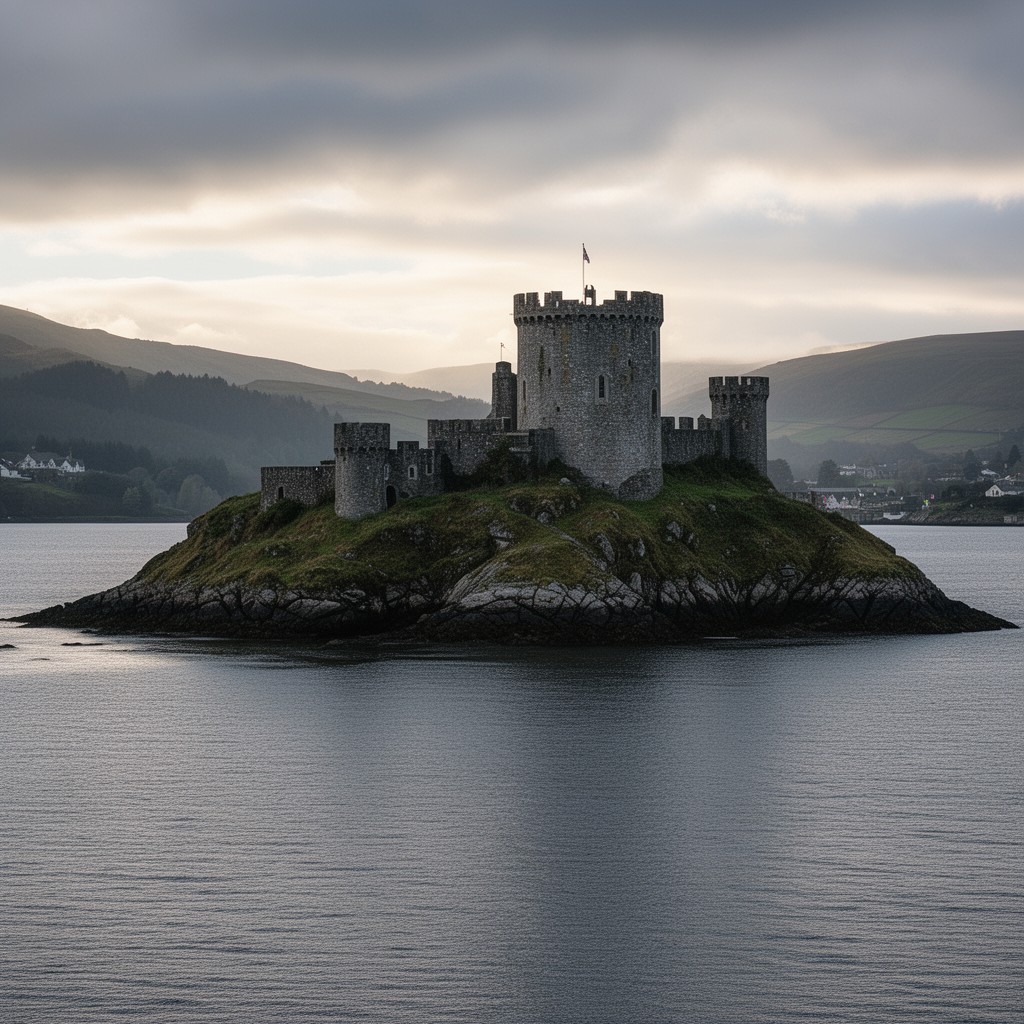 AI-generated illustration of Inchgarvie Castle