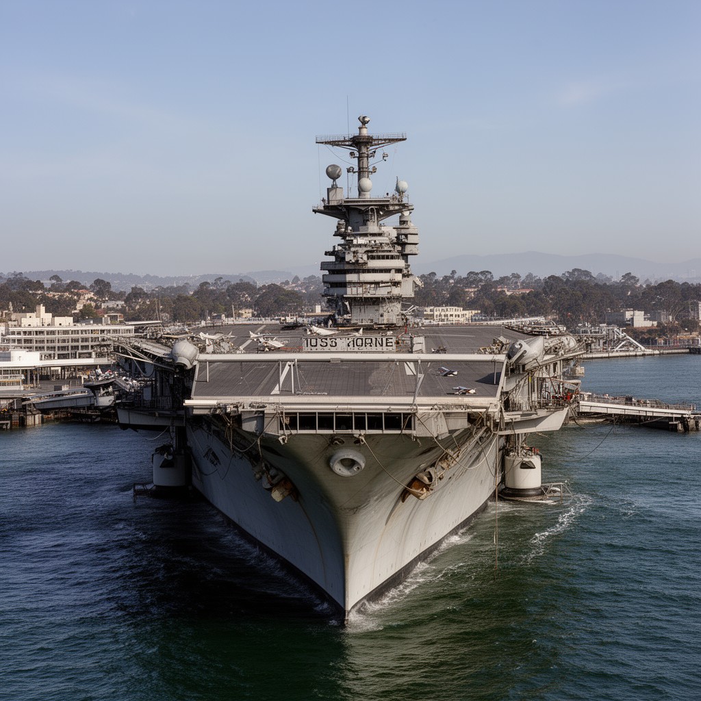 AI-generated illustration of USS Hornet (CV-12)