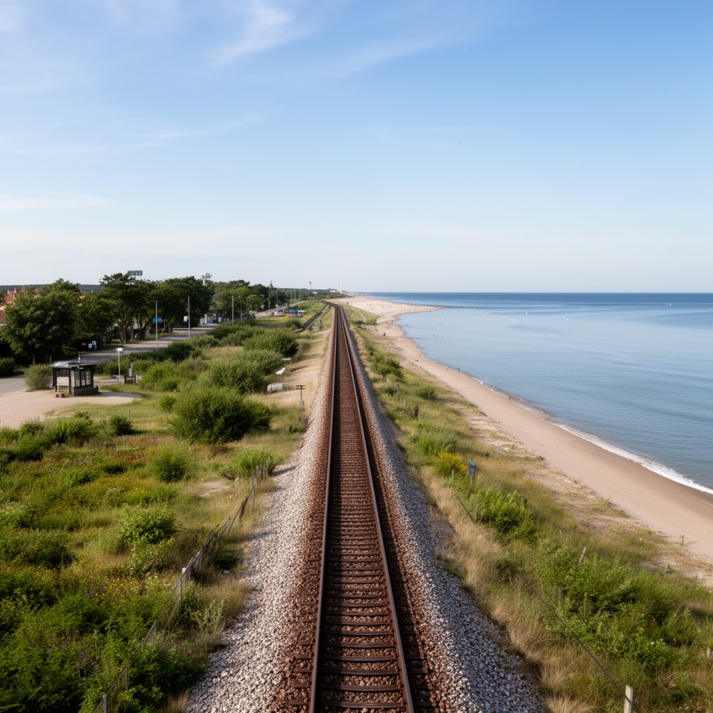 AI-generated illustration of Hel Peninsula railway line
