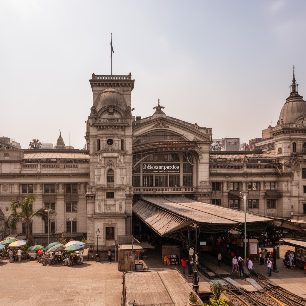 AI-generated illustration of Desamparados railway station