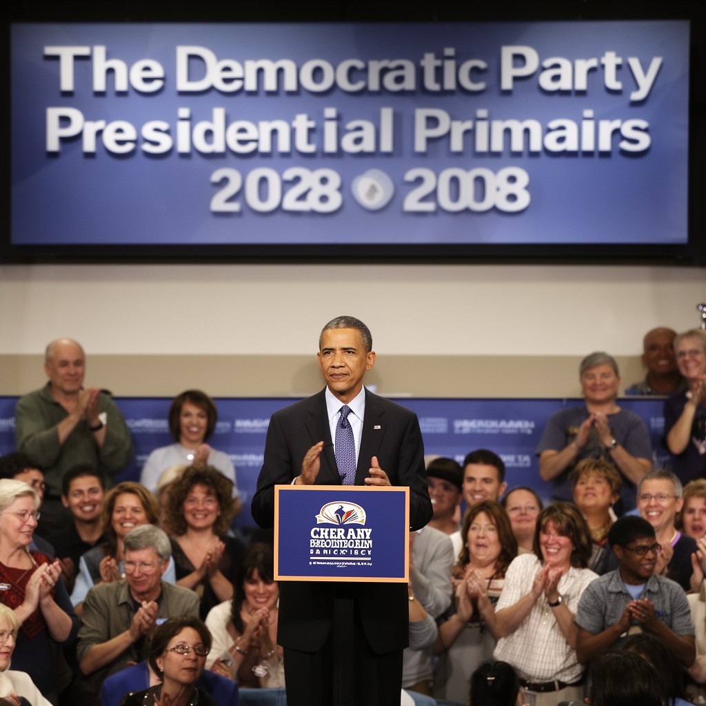AI-generated illustration of Democratic Party presidential primaries, 2008