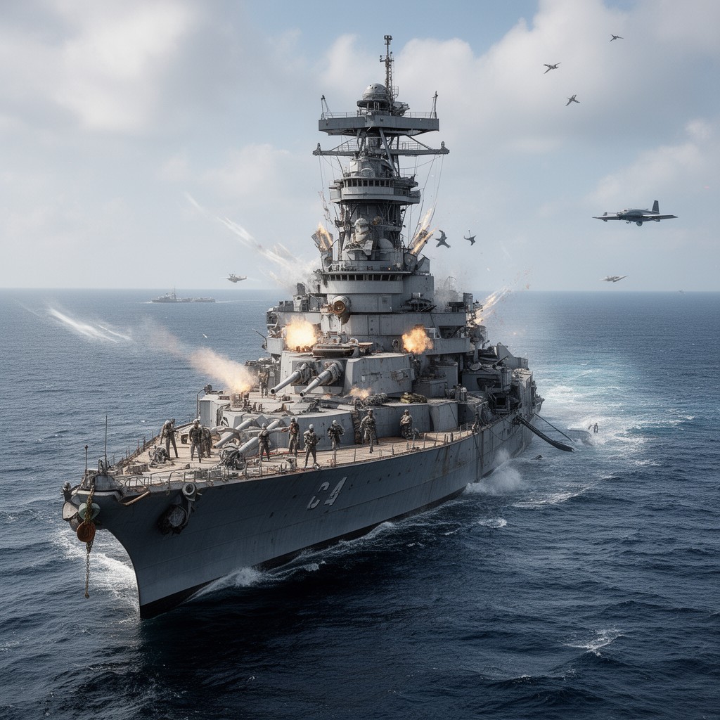 AI-generated illustration of USS Tennessee (BB-43)