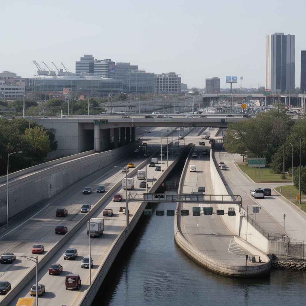 AI-generated illustration of Downtown Tunnel