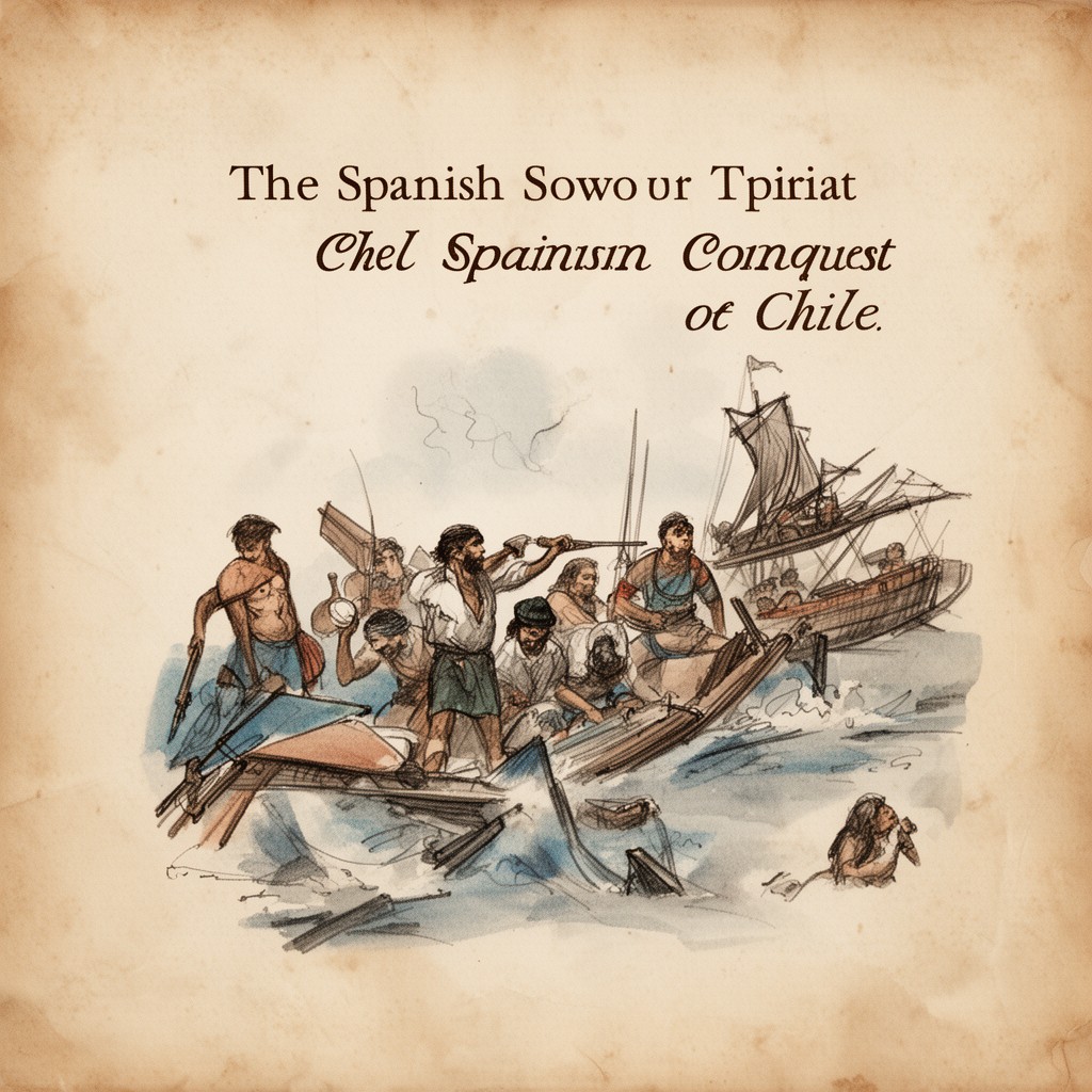 AI-generated illustration of Spanish conquest of Chile