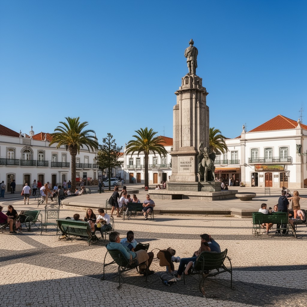 AI-generated illustration of Praça Marquês de Pombal