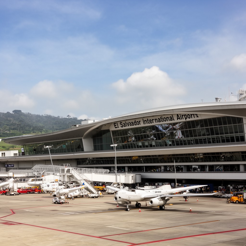 AI-generated illustration of El Salvador International Airport (nearby, main international gateway)
