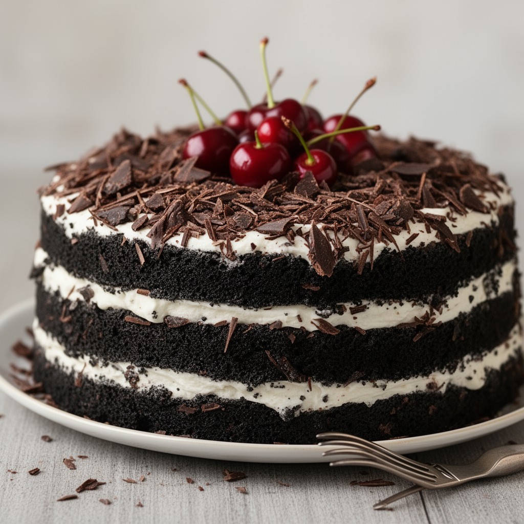 AI-generated illustration of Black Forest cake