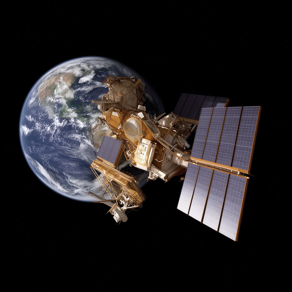 AI-generated illustration of Landsat satellites