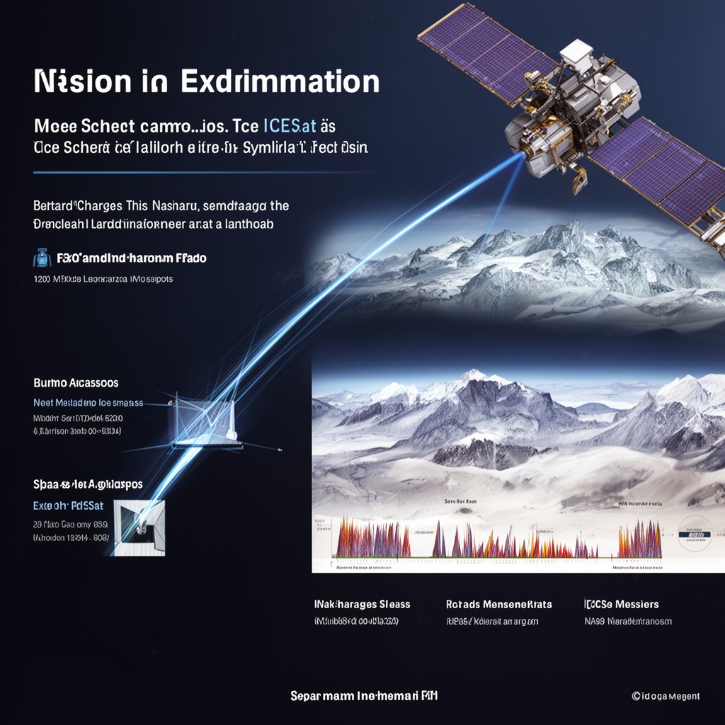 AI-generated illustration of ICESat missions