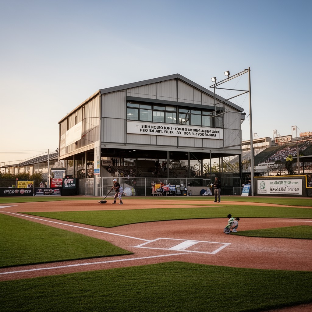 AI-generated illustration of The Hangar (Lancaster Municipal Stadium)