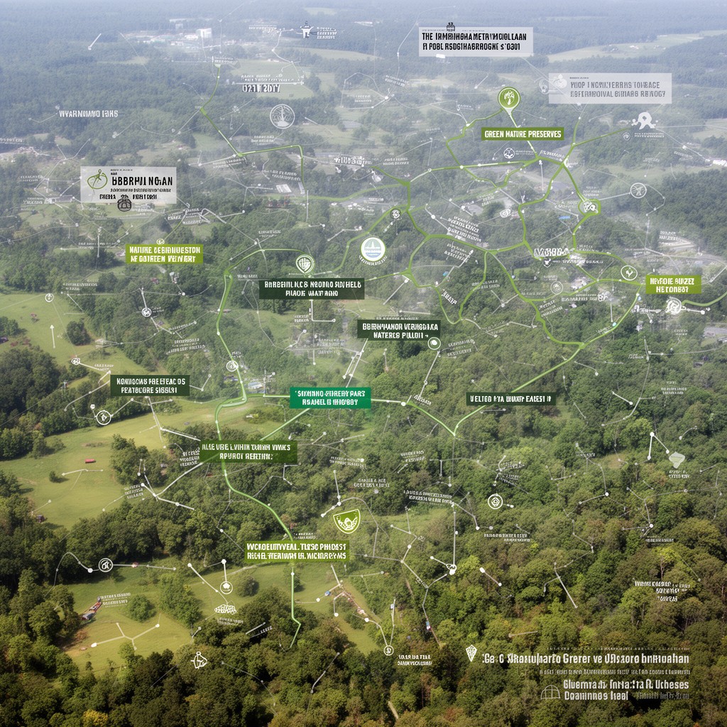 AI-generated illustration of Birmingham metropolitan area green space network