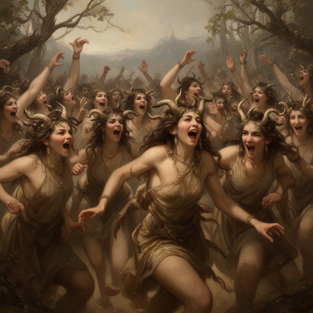 AI-generated illustration of Maenads