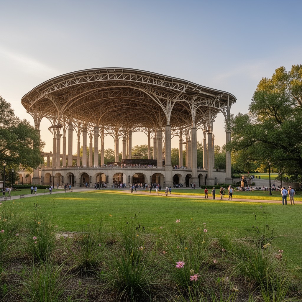 AI-generated illustration of World's Fair Pavilion in Forest Park