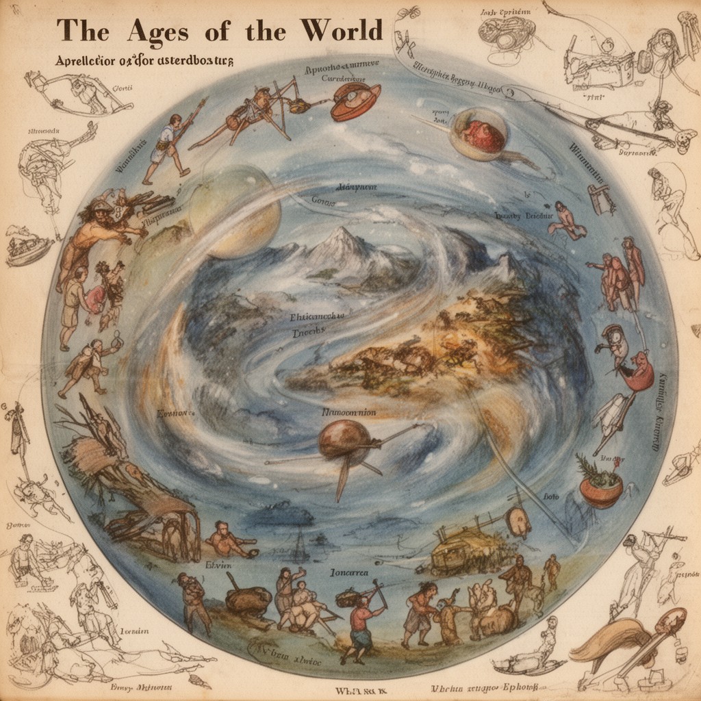 AI-generated illustration of ages of the world (Weltalter) theory