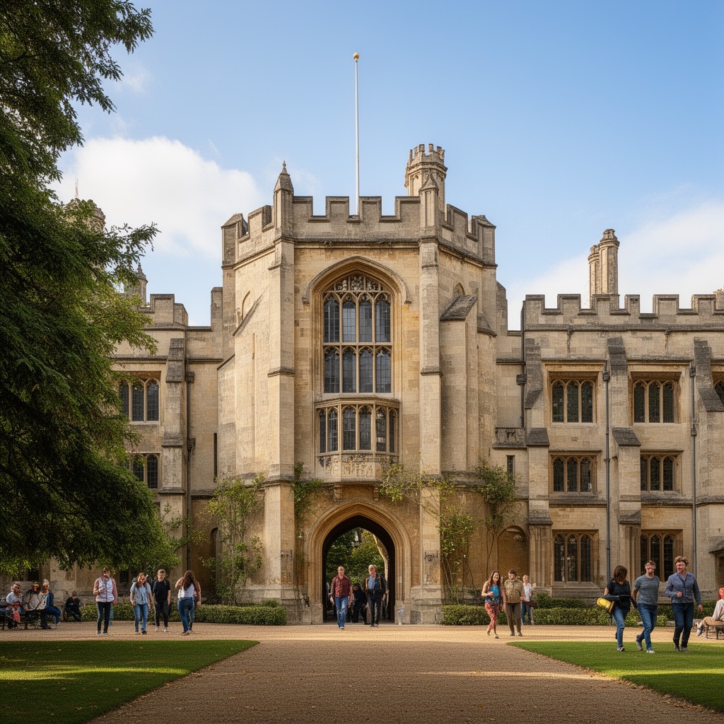 AI-generated illustration of New College, Oxford