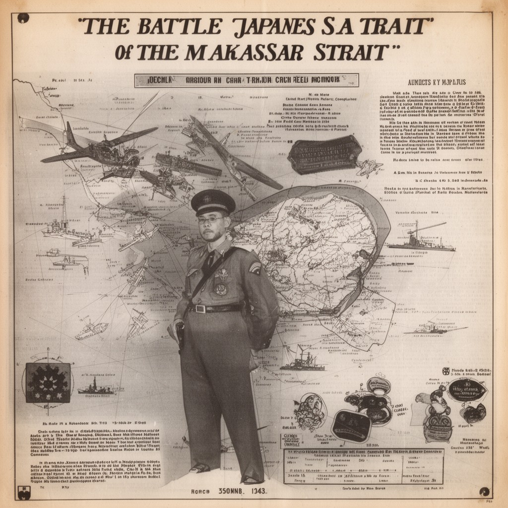 AI-generated illustration of Battle of the Makassar Strait