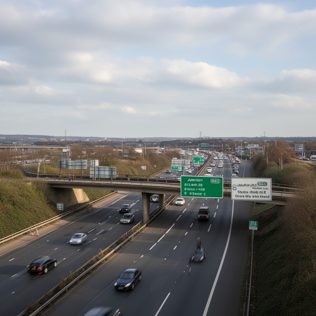 AI-generated illustration of Junction 20 of M60 motorway