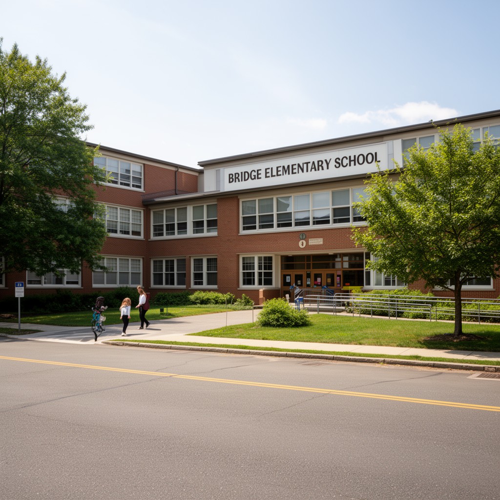 AI-generated illustration of Bridge Elementary School