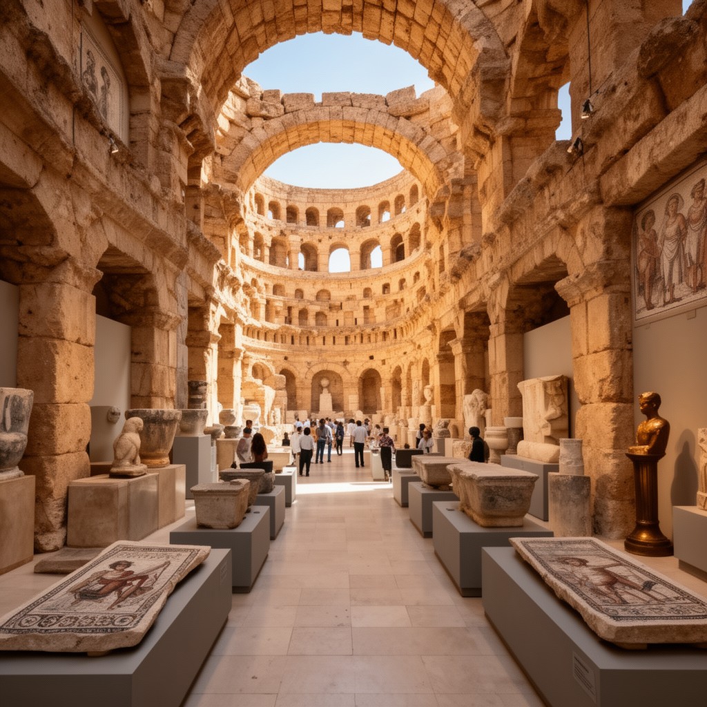 AI-generated illustration of El Jem Archaeological Museum