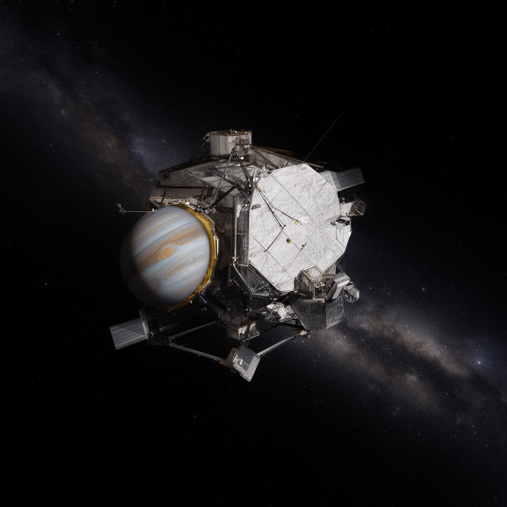 AI-generated illustration of Juno spacecraft