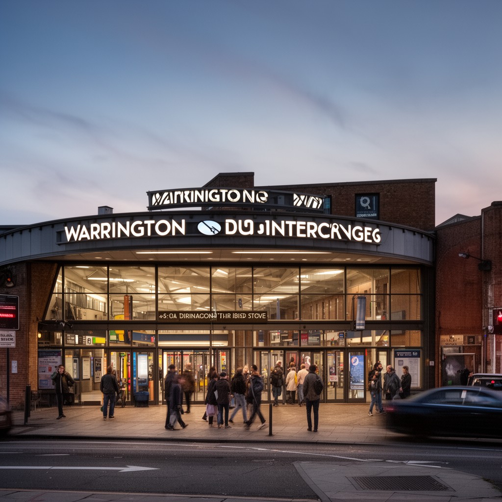 AI-generated illustration of Warrington Bus Interchange