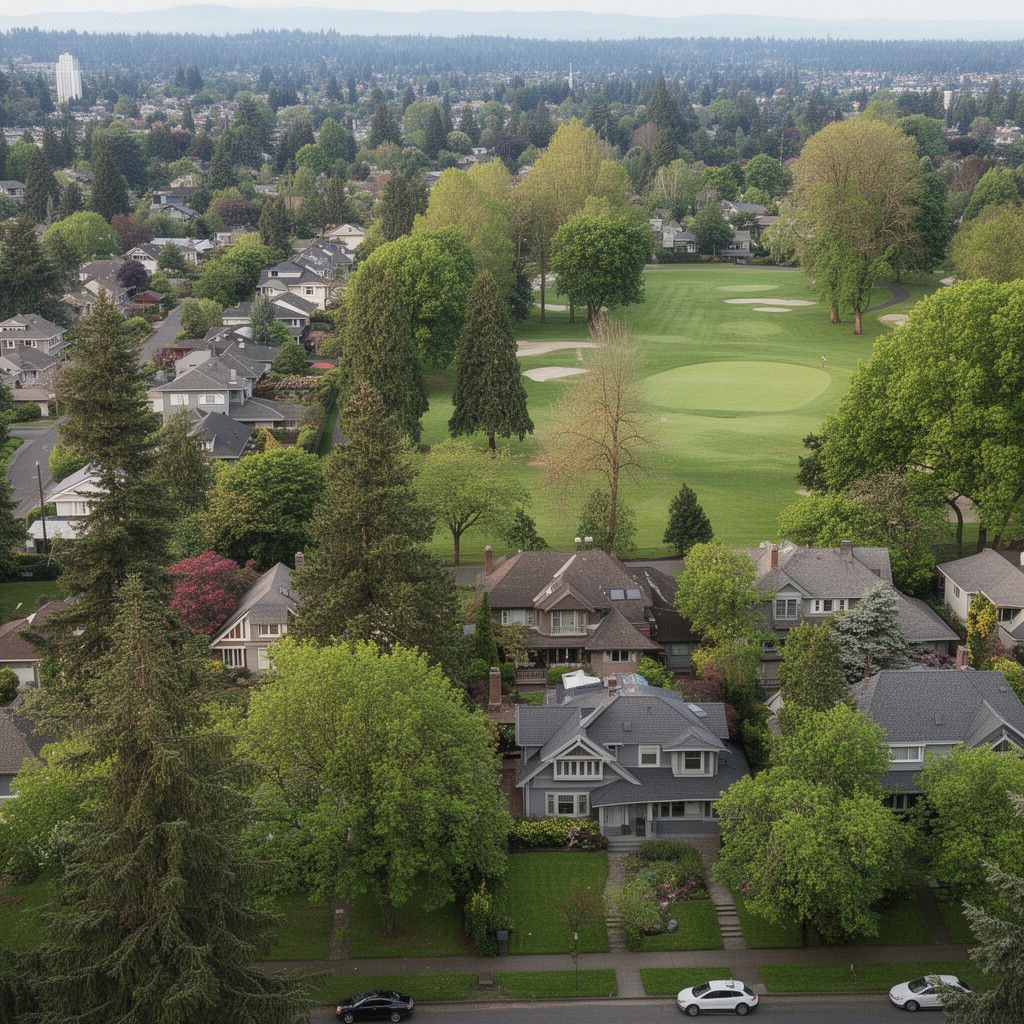 AI-generated illustration of Eastmoreland neighborhood of Portland