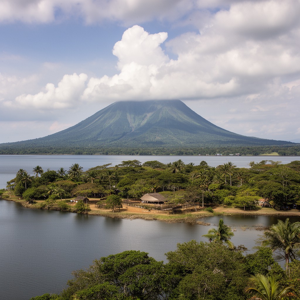 AI-generated illustration of Ometepe Island