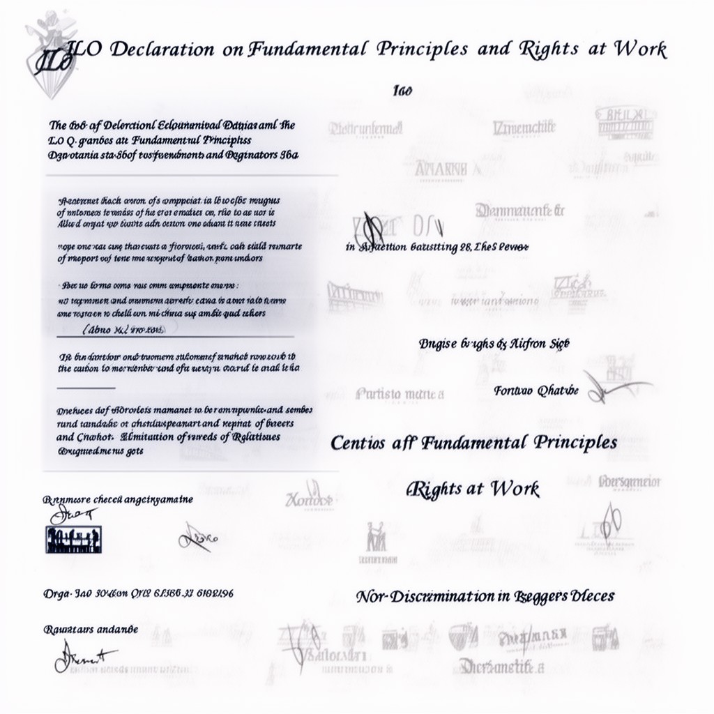 AI-generated illustration of ILO Declaration on Fundamental Principles and Rights at Work