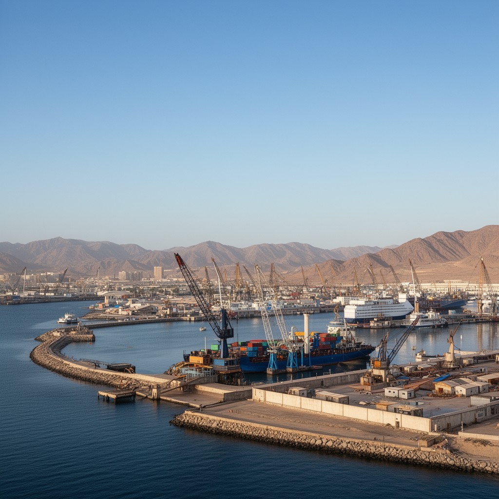 AI-generated illustration of Port Sultan Qaboos