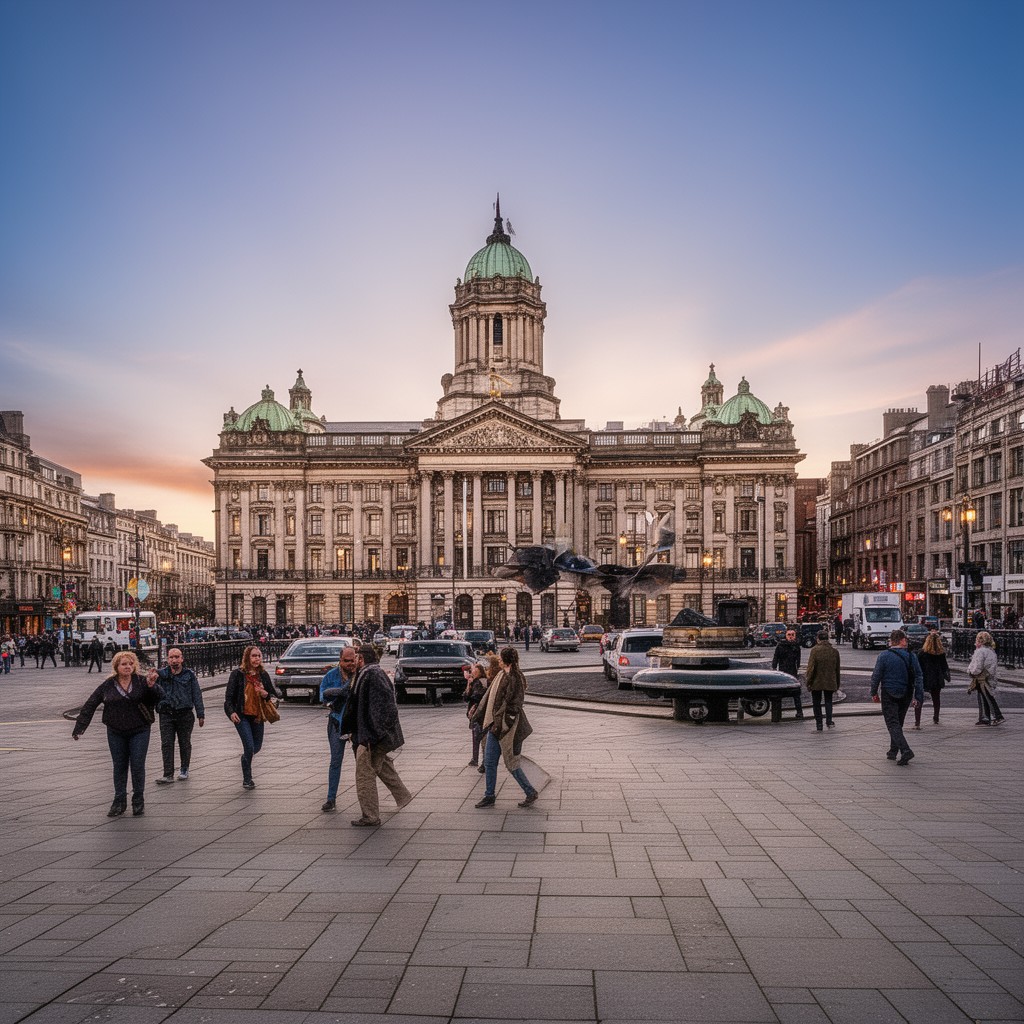 AI-generated illustration of Donegall Square