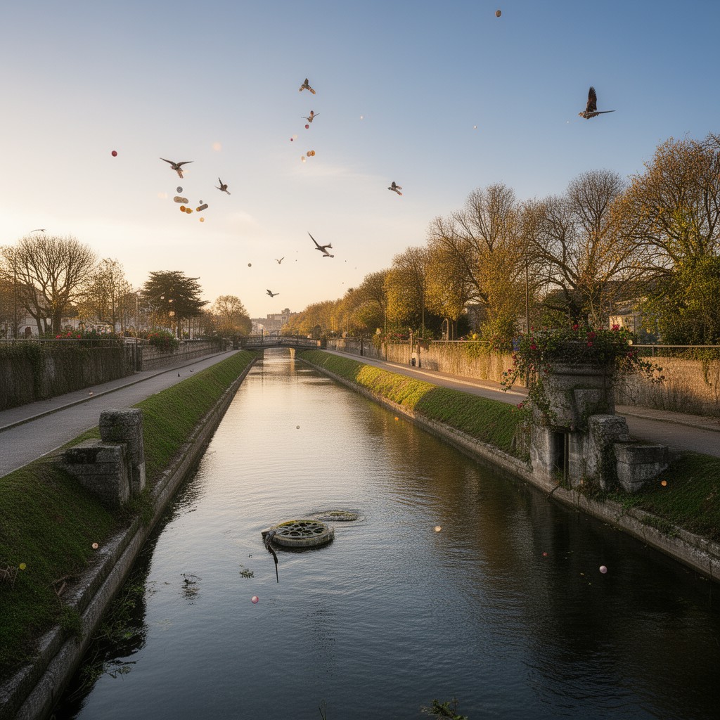 AI-generated illustration of Caen Canal