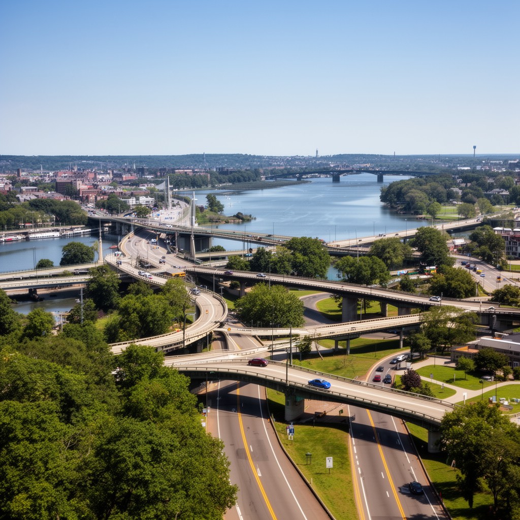 AI-generated illustration of Greater Boston parkway system