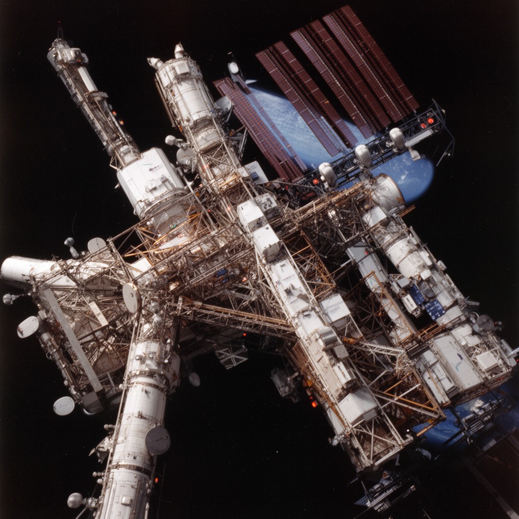 AI-generated illustration of Space Station Freedom program