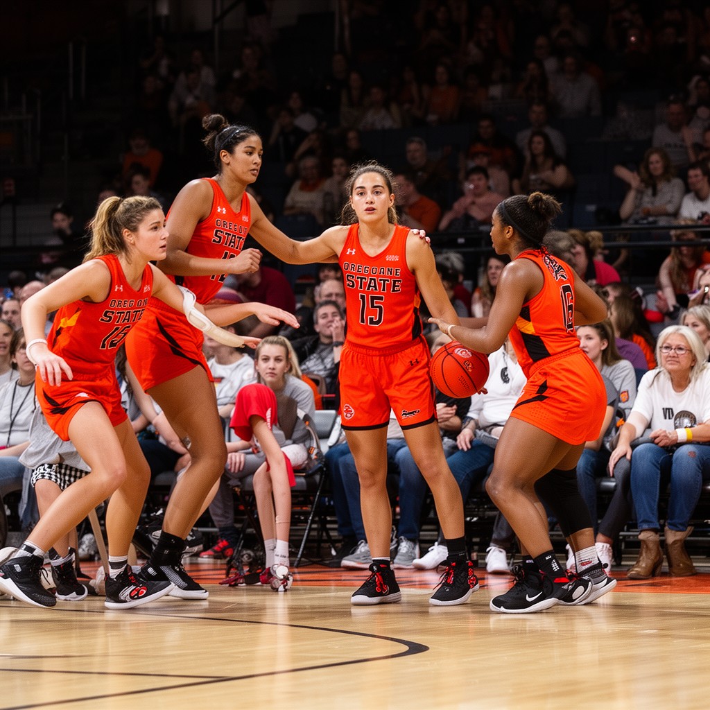 AI-generated illustration of Oregon State Beavers women’s basketball team