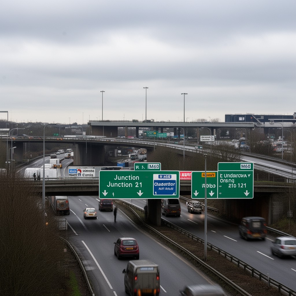 AI-generated illustration of Junction 21 of M60 motorway
