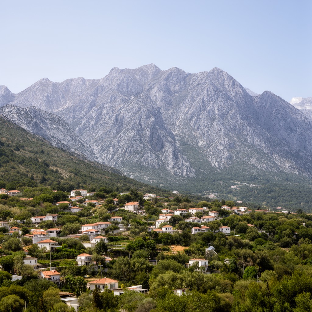 AI-generated illustration of Parnon mountain range