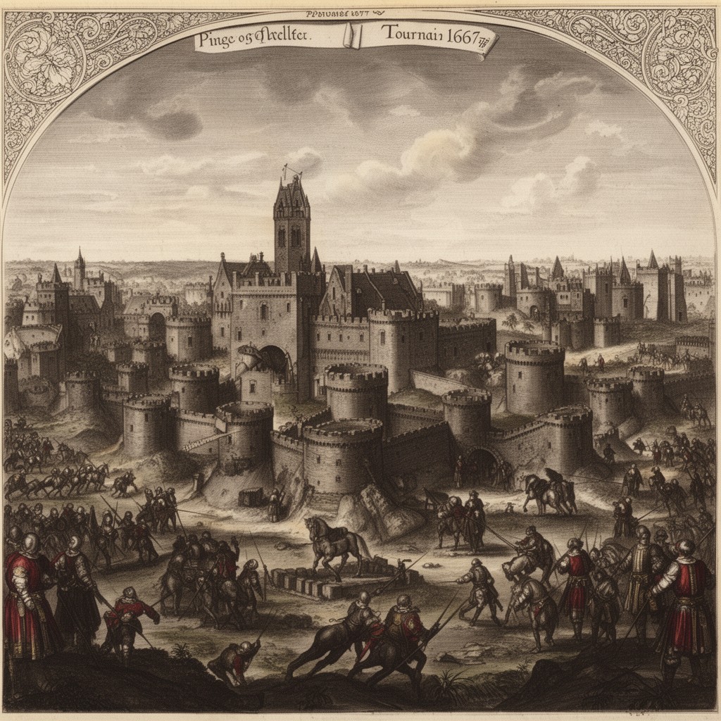 AI-generated illustration of Siege of Tournai (1667)