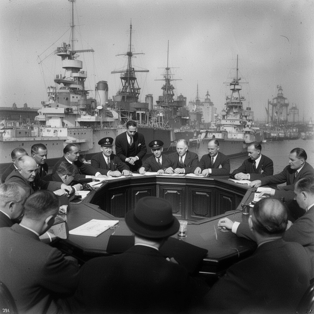 AI-generated illustration of London Naval Conference (1930)