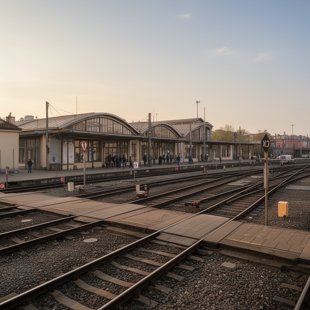 AI-generated illustration of Łódź Kaliska railway station