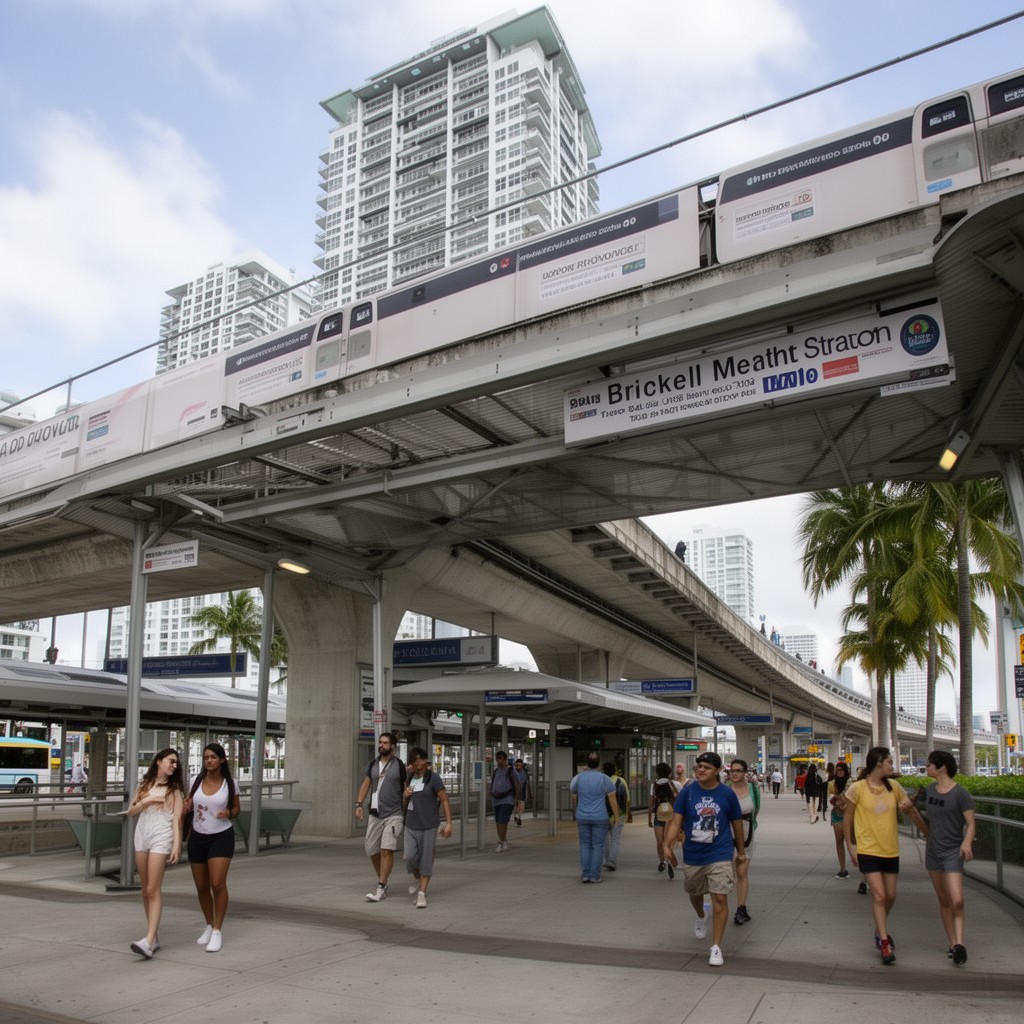 AI-generated illustration of Brickell Metrorail station