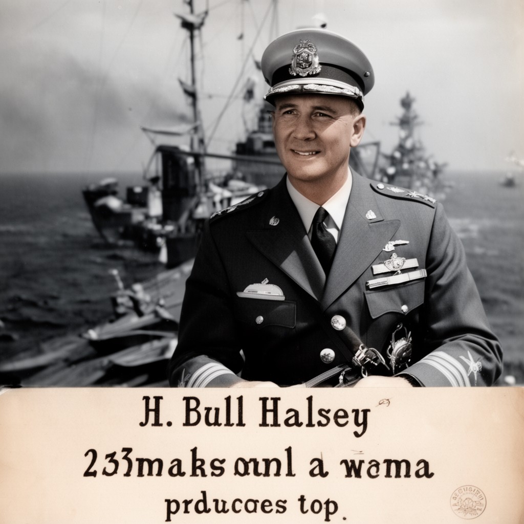 AI-generated illustration of Bull Halsey