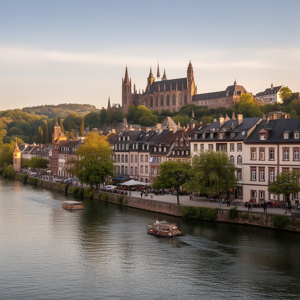 AI-generated illustration of Neckar riverfront