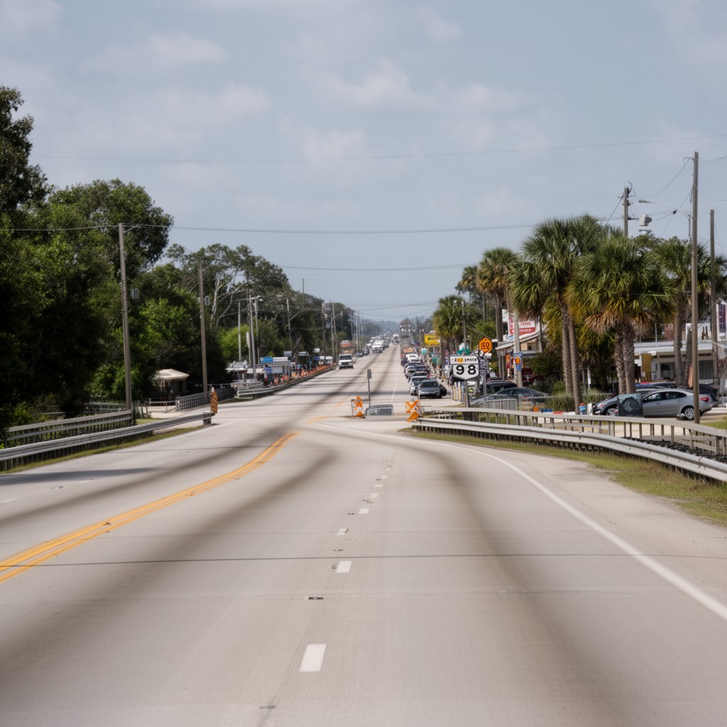 AI-generated illustration of U.S. Route 98 in Bay County, Florida