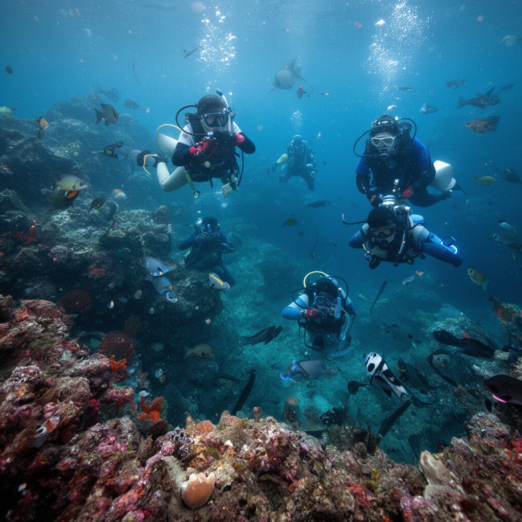 AI-generated illustration of Hilutungan Channel dive sites