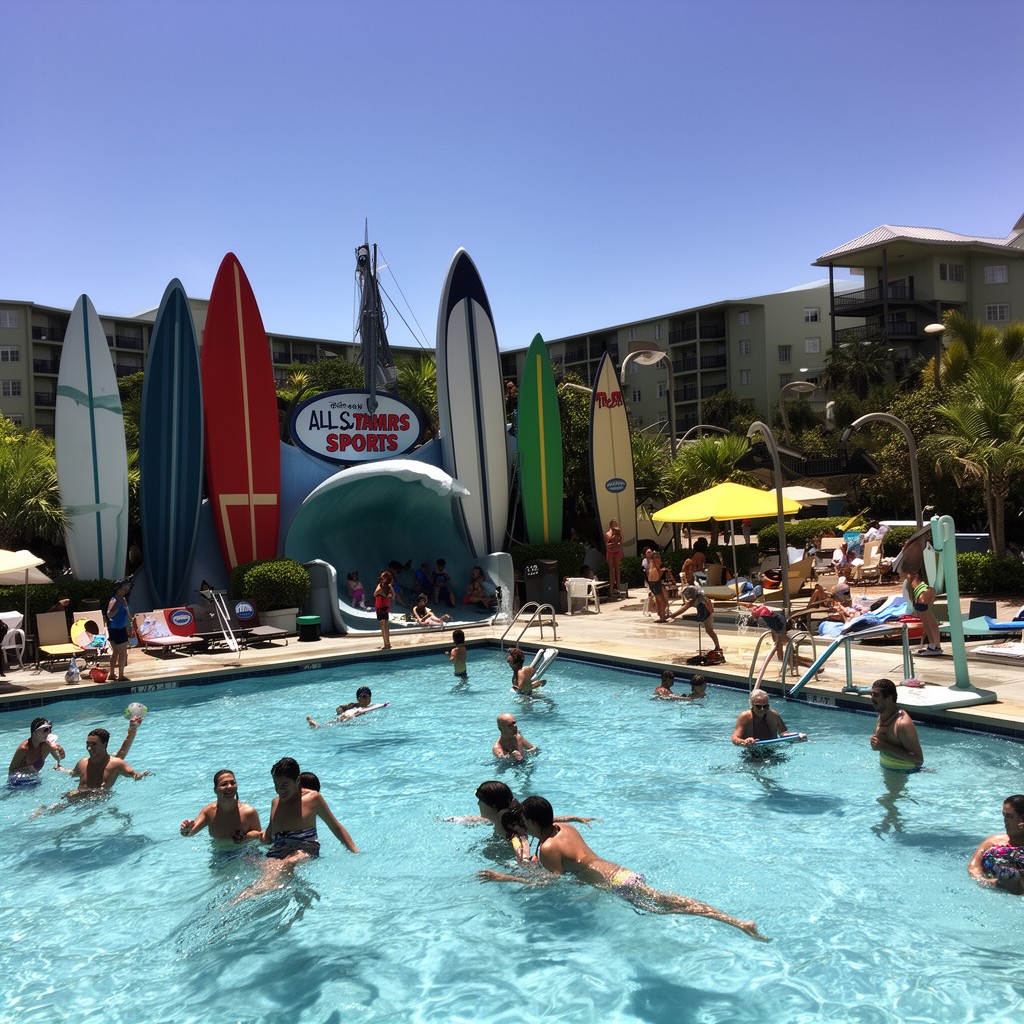 AI-generated illustration of Surfboard Bay Pool