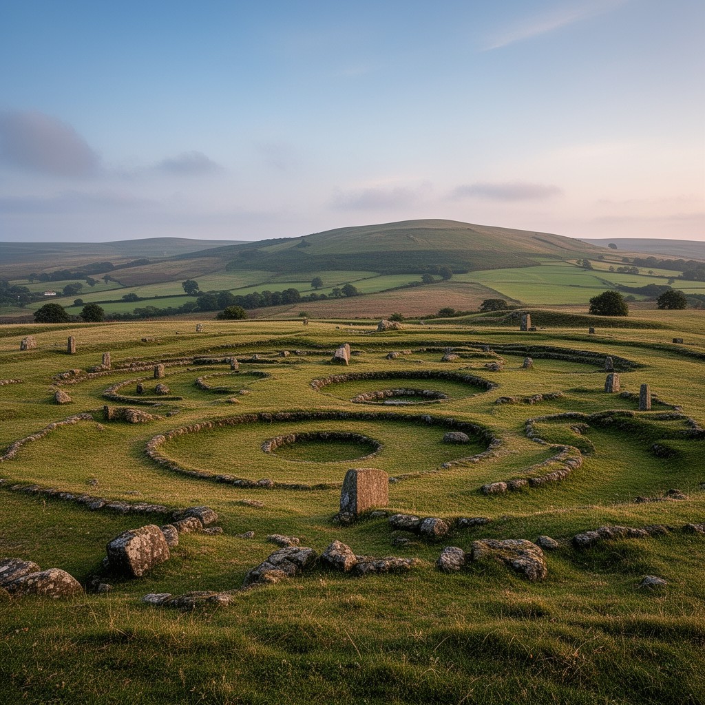 AI-generated illustration of Maiden Castle hillfort