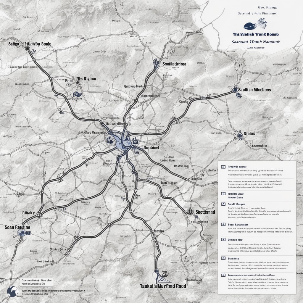 AI-generated illustration of Scottish trunk road network