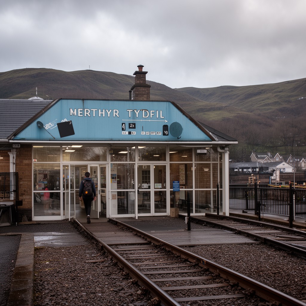 AI-generated illustration of Merthyr Tydfil railway station