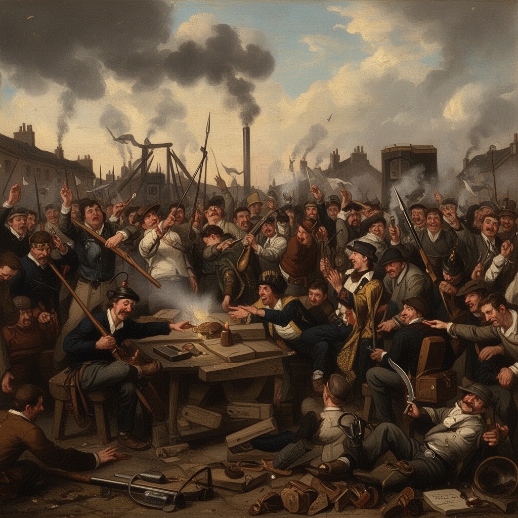 AI-generated illustration of Merthyr Rising of 1831