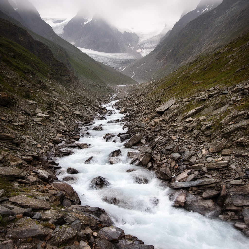 AI-generated illustration of Torrent de Bionnassay